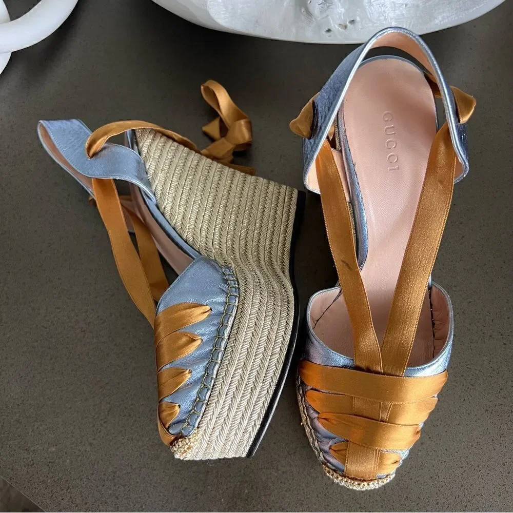 GUCCI Lilibeth leather espadrilles Size 40